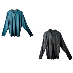 Zengjo Athletic Shirt Lot Mens XXL Long Sleeve Aqua Gray Gym Wear Athleisure